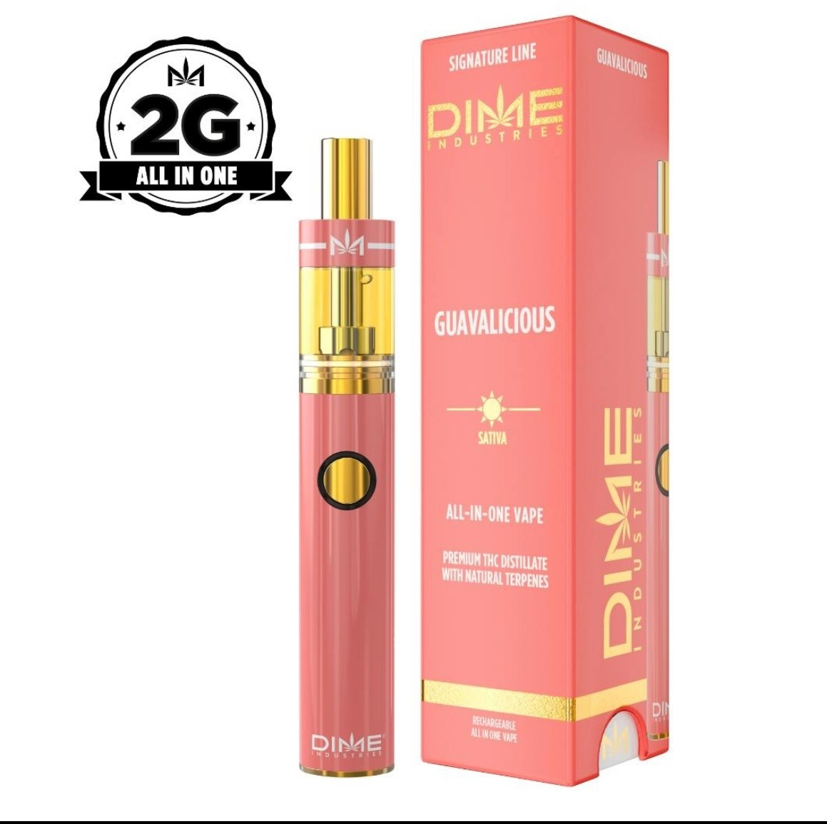 DIME 2.000 GRAM sativa DISPOSABLE RECHARGABLE β Pink Guavilicious