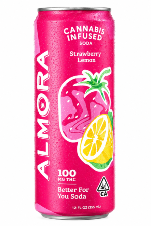 ALMORA CANNABIS-INFUSED SODA – STRAWBERRY LEMON | 100MG THC | PREMIUM FAST-ACTING THC BEVERAGE