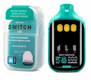 BOUTIQ SWITCH V5 2G LIQUID LIVE DIAMONDS EXOTIC TRIPLE STRAIN DISPOSABLE (MAUI WOWIE•GELATO 41•MANGO MELON)