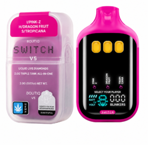 BOUTIQ SWITCH V5 2G LIQUID LIVE DIAMONDS  EXOTIC TRIPLE STRAIN (PINK-Z•DRAGON FRUIT•TROPICANA) DISPOSABLE