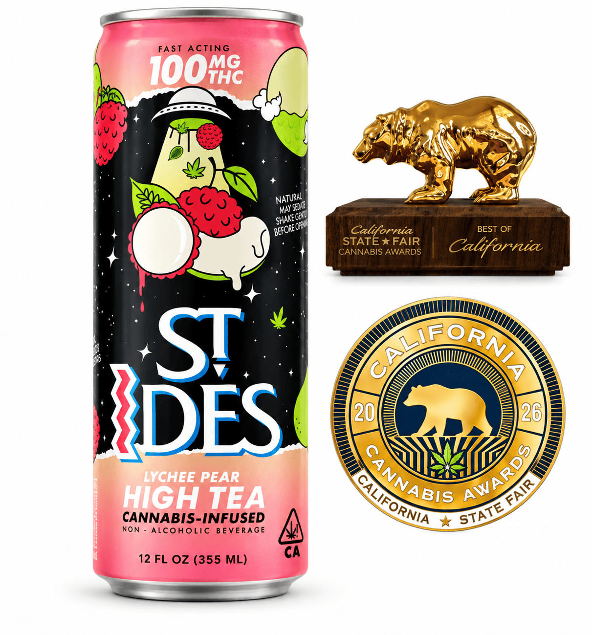 ST IDES Lychee Pear High Tea 100mg PREMIUM THC Cannabis Infused Drink 12oz